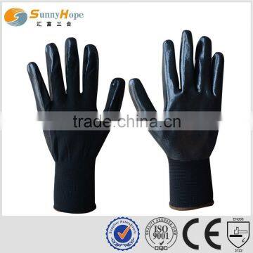 sunnyhope Black Large Nylon Nitrile gloves with coated palm