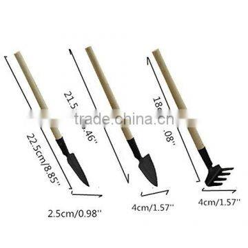 3pcs Mini Garden Gardening Plant Tools Set With Wooden Handle Shovel Rake Spade photo-5
