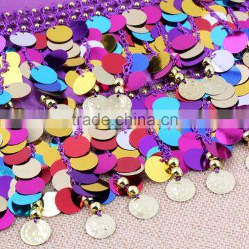 Dancing Coin Chain Sequin Belly Dance Hip Belt Skirt Scarf Wrap Waistband photo-3