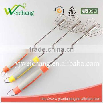 WCJ498 Stainless Steel Rotary Egg Whisk, Egg Beater,Stainless Steel Wire Manual Whisk Rotary Egg Beater Hand Mixer Kitchen Gadge photo-4