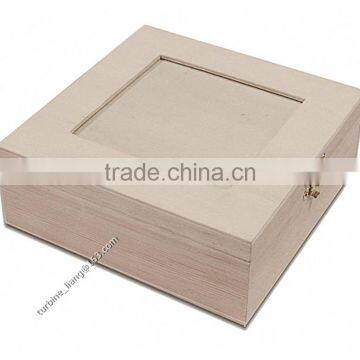 unfinished wooden photo frame box with separators