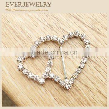 Double Heart Buckle With Rinestone for Wedding Decoration photo-2