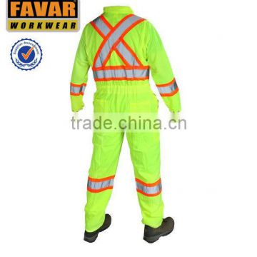 High-visibility FR working coverall with reflective tape