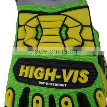 CE EN388 4131 High Visibility Smart Phone Sensitive Gloves Impact Gloves Anti Slip Safety Drilling Shock Absorption Work Gloves photo-6