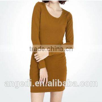 Skinny Fit Women Long Sleeve Home Dress Cotton Korean Stretch Style Long t Shirt photo-5