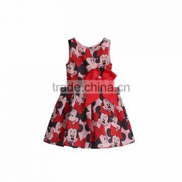 YAKUYIYI Girl's Red Cartoon Print Bow A-Line Dress for Sale photo-5