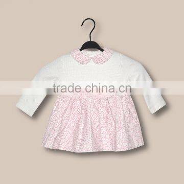 2014 latest fashion design baby girl pink and white dress kids