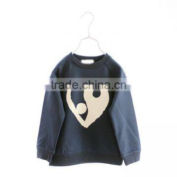 R&H heart print long Sleeve OEM new fashion cotton children round neck t-shirt