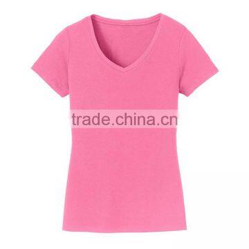 Short Sleeve Bulk Deep V-neck Women Cotton Plain Blank Tshirt photo-4