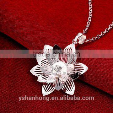 925 Silver Set Auger Stereo Lotus Pendant Necklace photo-3