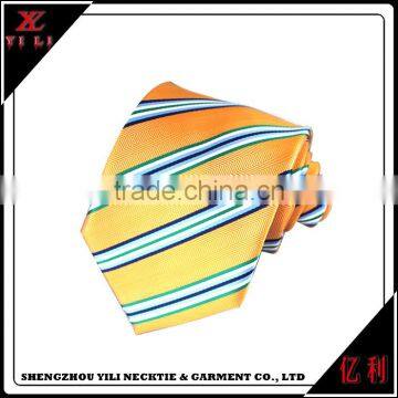 High Quality Brand Men White Other Colored Striped Yellow Silk Tie photo-2
