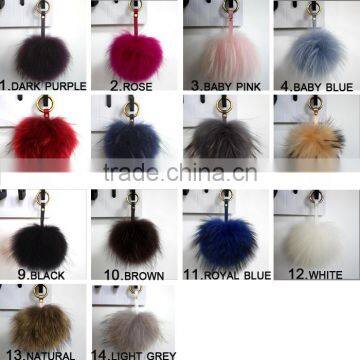 Myfur Fluffy Pompom Bag Pendant Fuzzy Charm Raccoon Fur Ball Leather Strap Keychain Keyring photo-6