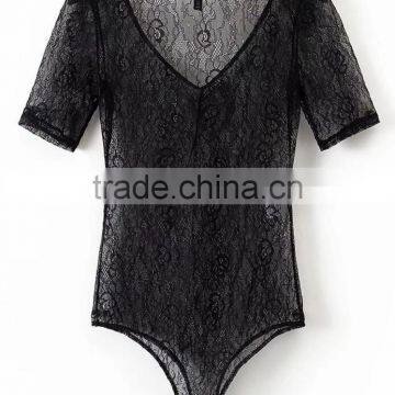 Runwaylover 138 Europe Style 2017 Ladies Sexy Lace Transparent Bodysuits photo-3