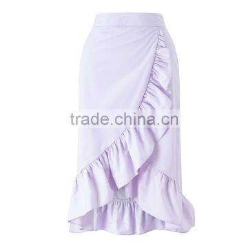Falbala Hem Midi Wrap Skirt for Girls Hot Summer Ladies Poplin Fashion Skirts photo-6