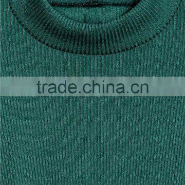 Green Ribbed Crew Neck Relax Fitted Wool Sweater Design for Girl With Dropped Sleeves photo-3