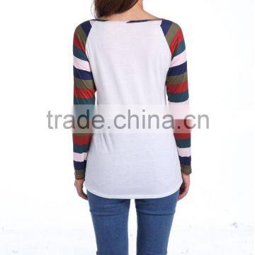 Fashion Patchwork Knit Autumn Long Sleeve Blouse Manufacture Wholesale Women Fashion Apparel 2017 photo-2