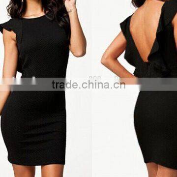 New Fashion Textured Bodycon Dress With Ruffled Backless Hollow Out For Wholesale photo-4