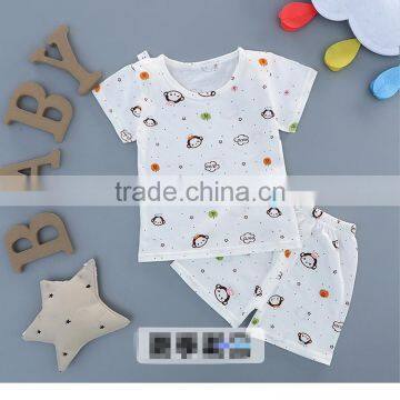 Wholesale summer cotton printing girls kids t shirt with pants set