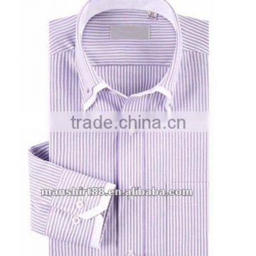 Exclusive Style Yarn Dyed Blue Stripes 100% Natural Cotton Men's Dress Shirt With Double Collar&Cuff photo-3