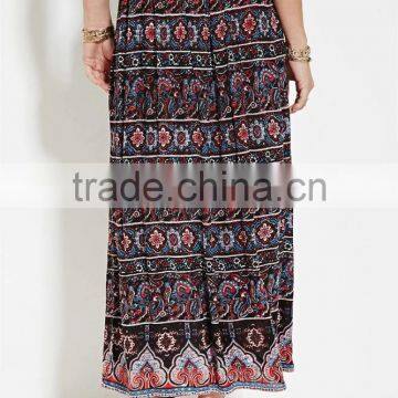 2016 Guangzhou Shandao Summer Wholesale New Design Pleated Fashion Printing Women Long Skirts Designs photo-3