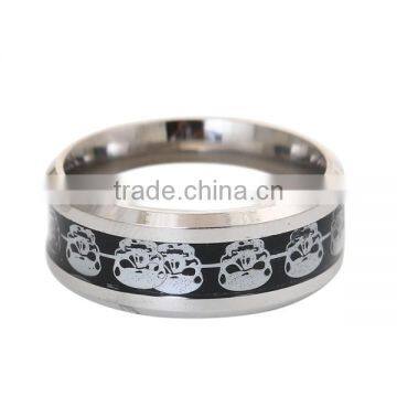 Stainless Steel Unadjustable Rings Silver Tone Black Skull photo-2