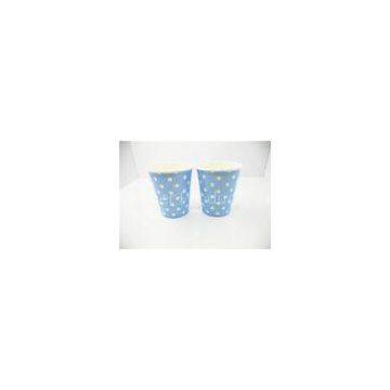 Promotional Blue Dots Hot Drink Paper Cups , Disposable Takeaway Coffee Cup