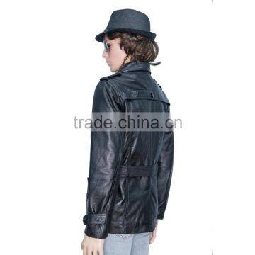 DOUBLE PRESS OFFICER LEATHER COAT SHEEP LEATHER photo-5