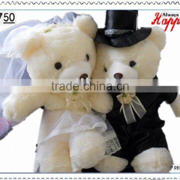 YangZhou factory supply plush bear couples for wedding