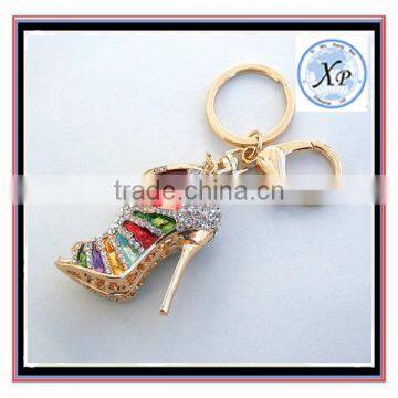 2016 Friendship Gift for Girl Golden Rhinestone High Heel Charm Key Chain Accessory