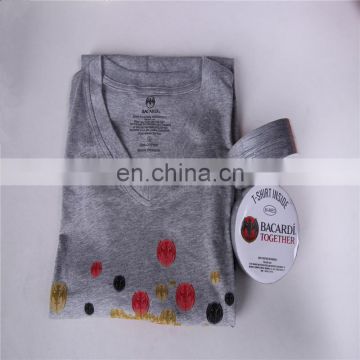 100% cotton t-shirts compressed with round shape for gift promotional