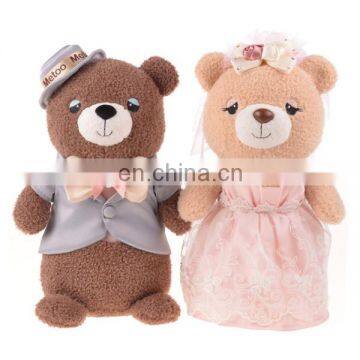 Cheap Couple Stuffed Plush Bride & Groom Teddy Bear Wedding Fashion Soft Toy Valentine Teddy Bear Factory China