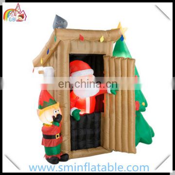 Christmas inflatable santa claus, led lighting inflatable santa toilet. inflatable santa restroom for outdoor decoration