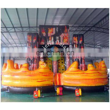 2016 new design PVC Tarpaulin fire truck inflatable obstacle bouncer with slide