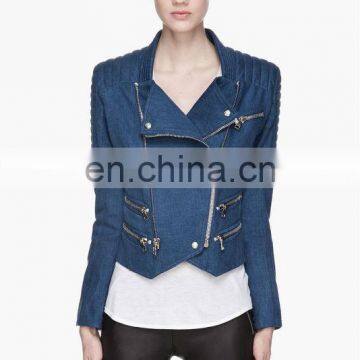 Denim Jeans Biker Jacket/ Jeans Motorcycle Jackets/ Denim Punk Rock Jackets/ Multi Zipper Jeans Jackets.