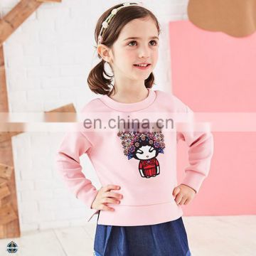 T-GH504 2017 Hot New Products Crew Neck Girls Pink Sweatshirts