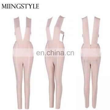 2017 oem backless sexy lady evening women bodycon bandage ladies jumpsuit