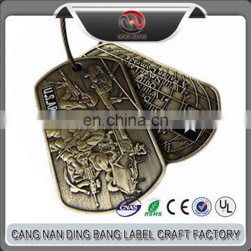 Professional OEM Items Custom Zinc Alloy Brushed Bronze Plated Soft Enamel Military USA Souvenir Dog Tag