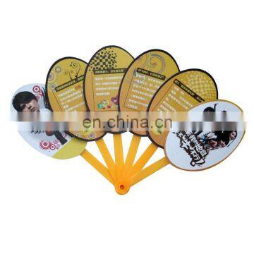 custom made foldable 6 plastic ribs advertising plastic hand fan