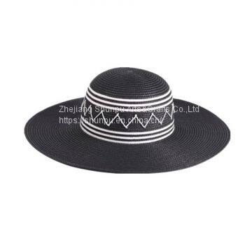 Black Paper Braid Floppy Hat