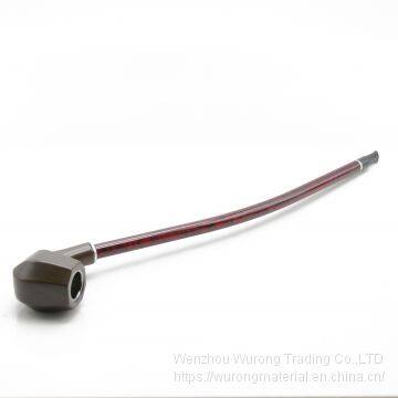 415mm Length Wooden Resin Long Tobacco Pipe With Brown Hexagonal Head for Smoking photo-3