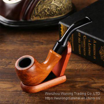 150mm Length Wooden Resin Short Tobacco Pipe With Yelllow Solid Wood Bending Head for Smoking photo-4