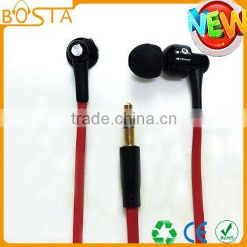 Flat cable high end premium quality custom OEM design wired earphones with gold plug