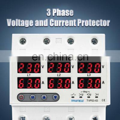 3 Three Phase Voltage Current Relay Protector 63A 60A 220V 3P+N Over Under Voltage Relay Current Limiter Automatic Protect photo-5