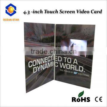 4.3 inch promotional video card with touch panel