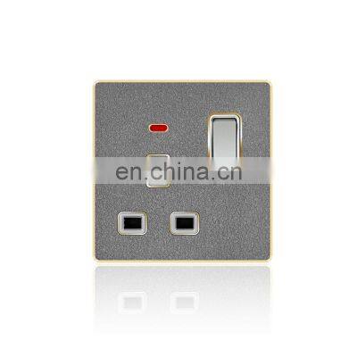 BAIJIANG 86 UK/EU Standard Wall Socket With Switch 16A Dermatoglyph Ultra-Thin Sockets And Switches Electrical Child Protection