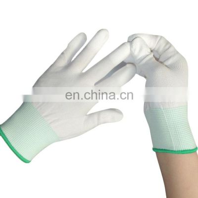 Factory Price White Fingertip Coated PU Top Fit Working Gloves