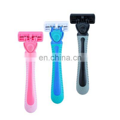 Popular six-layer blade latest design razor fashion factory wholesale rubber handle razor