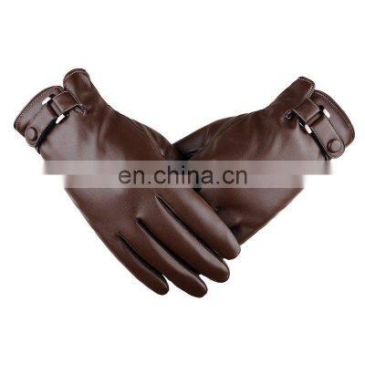 Wholesale Men Genuine Leather Winter Gloves Touch Screen Sheepskin Leather Fashion Gloves