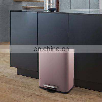 Rectangle Stainless Steel Strong Pedal Indoor Garbage Waste Bin Soft Close Kitchen Cabinet Trash Can photo-2