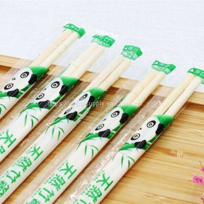 Disposable Dinnerware Customized Logo OPP Wrapped Round Bamboo Sushi Chopsticks